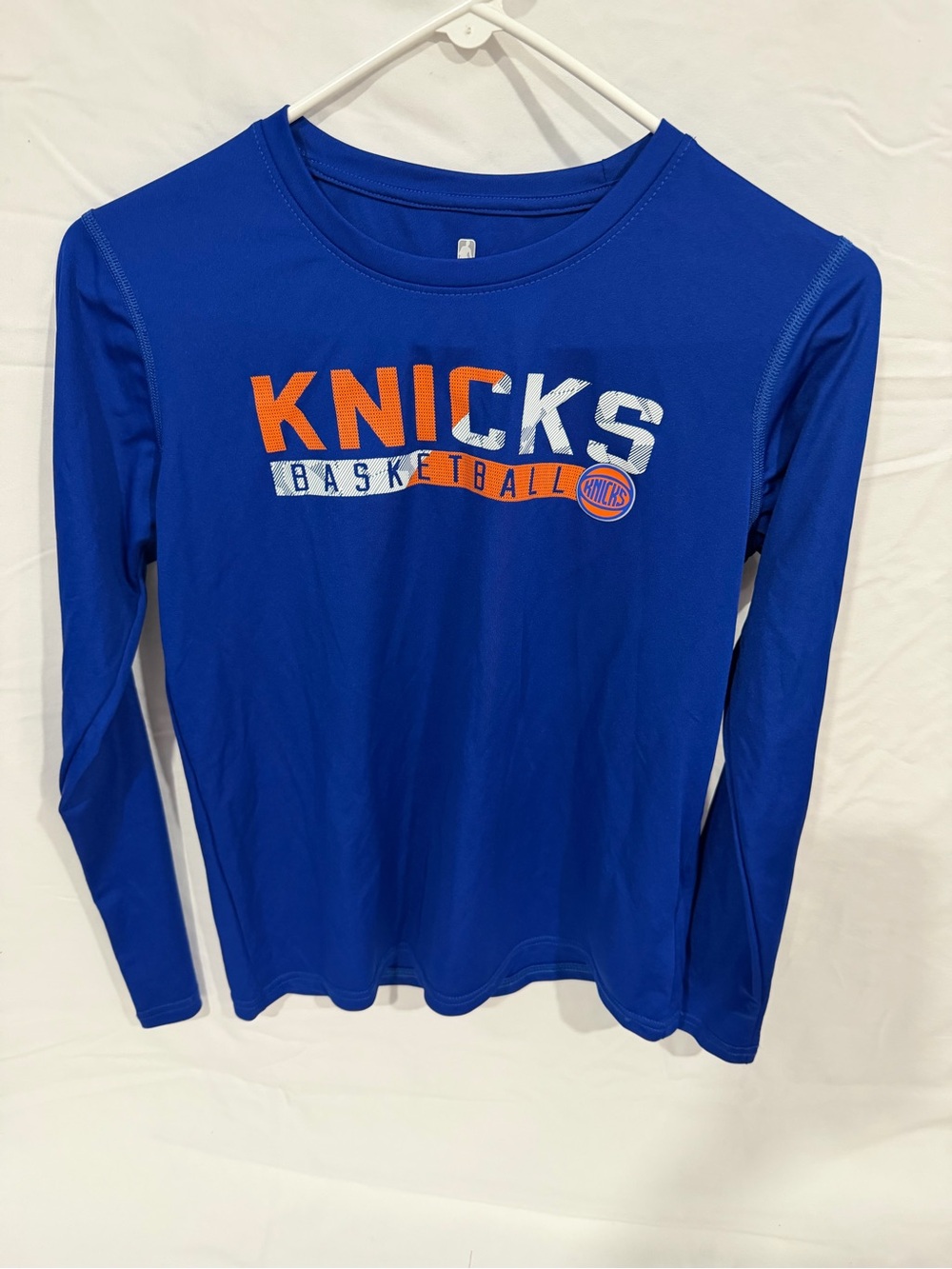 NBA Kids Long Sleeve Knicks Basketball Tee - Royal Blue/ Orange/ White 10/12 N